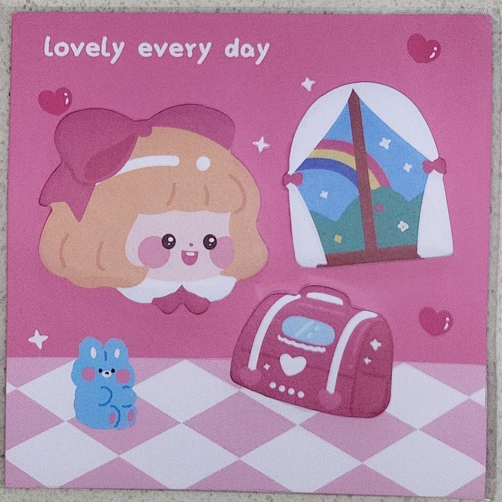 Kawaii girl bedroom makeup bag sticky note memo pad notepad
